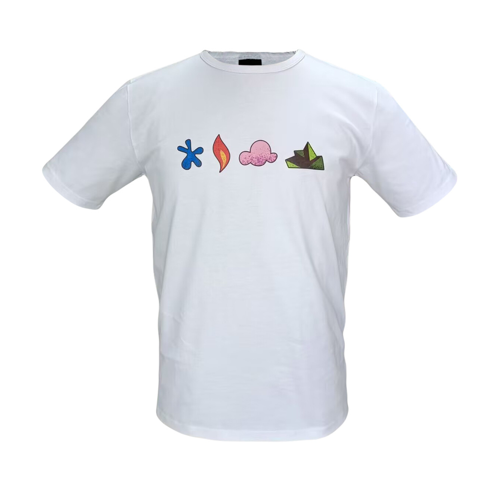 100% Cotton White Tee with Customized logos digital printed