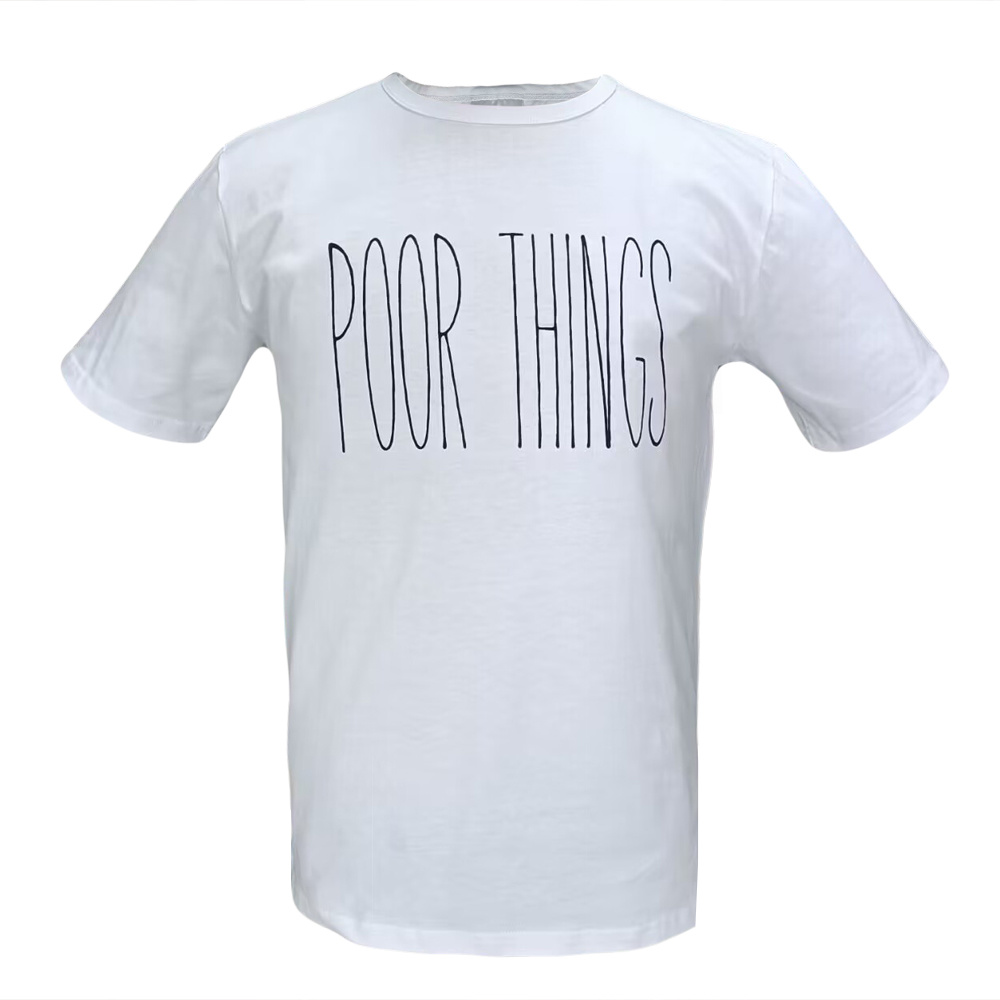 White Cotton Round Neck Short Sleeve Tee with Screen Print and Digital Print Custoized logos