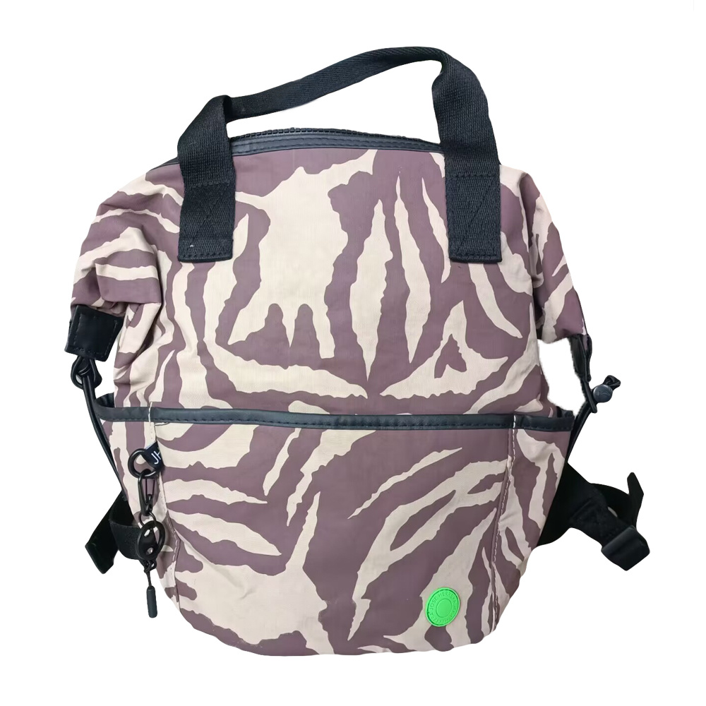 Nylon backpack with printing logo and rubber patch
