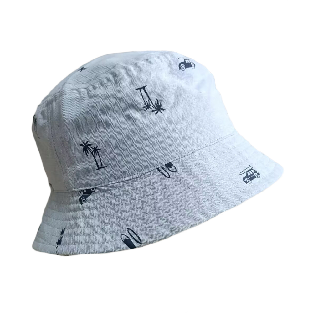 cotton denim bucket hat wholesale with allover printing for kids
