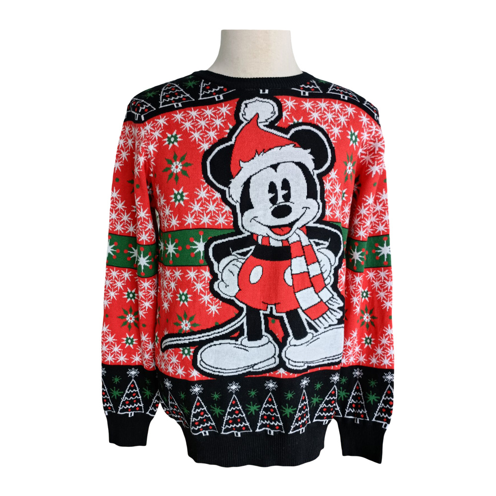 Men's Mickey Mouse X-Mas Jacquard Knit Winter Male Pullover/Sweater