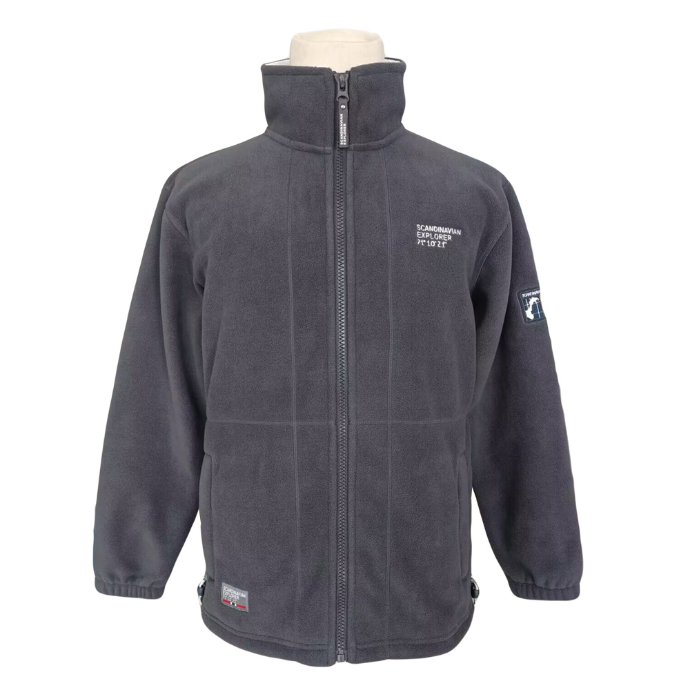 Men Outdoor Zipper Collar Fleece Thermal Winter Black Fleece Jacket