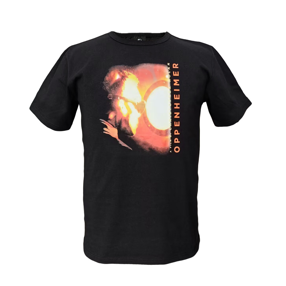 100% Cotton Black Short Sleeve T-shirt with Customized Digital Print Logo