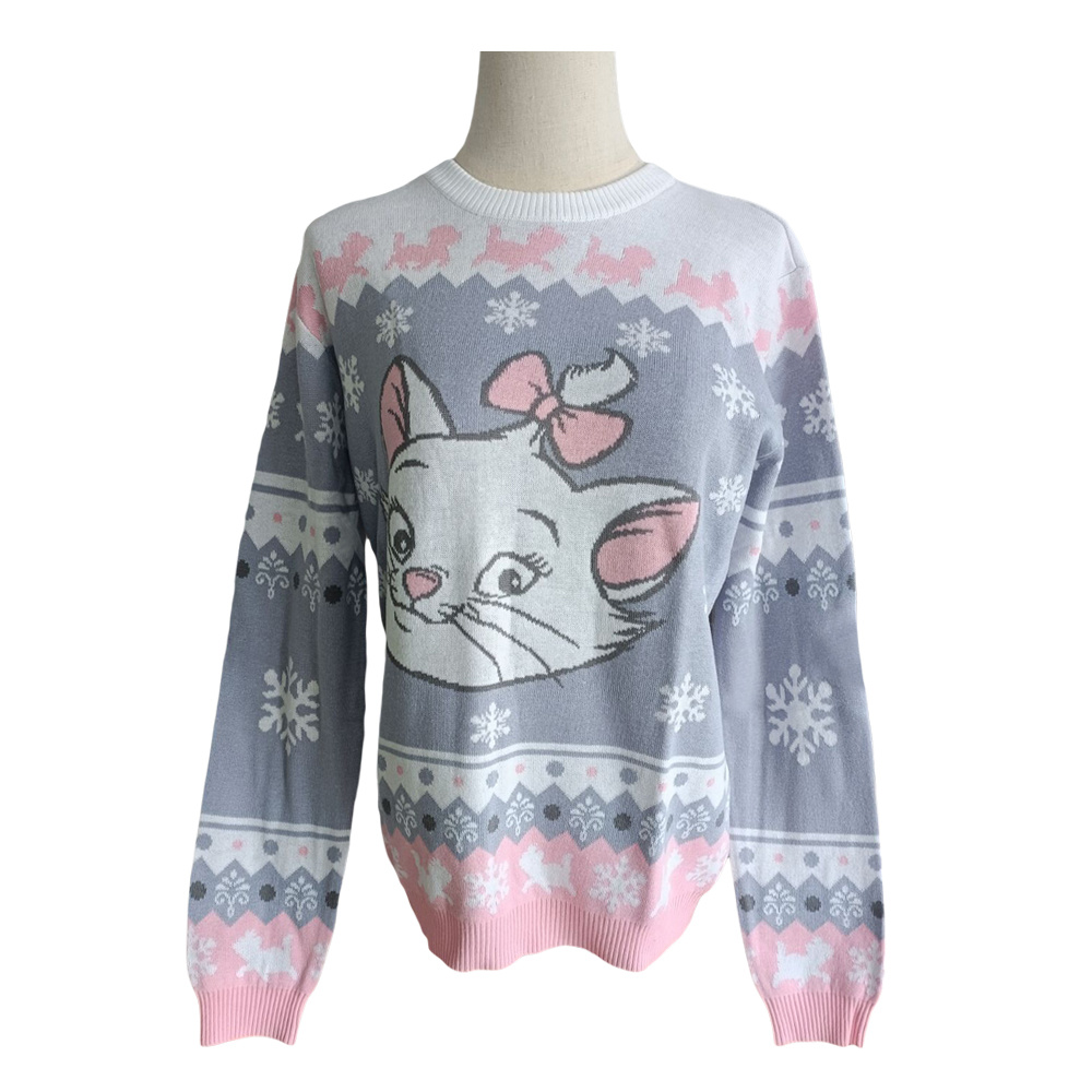 Women Ladies Aristocats Marie Jacquard Knitted Winter Girl Pullover/Sweater