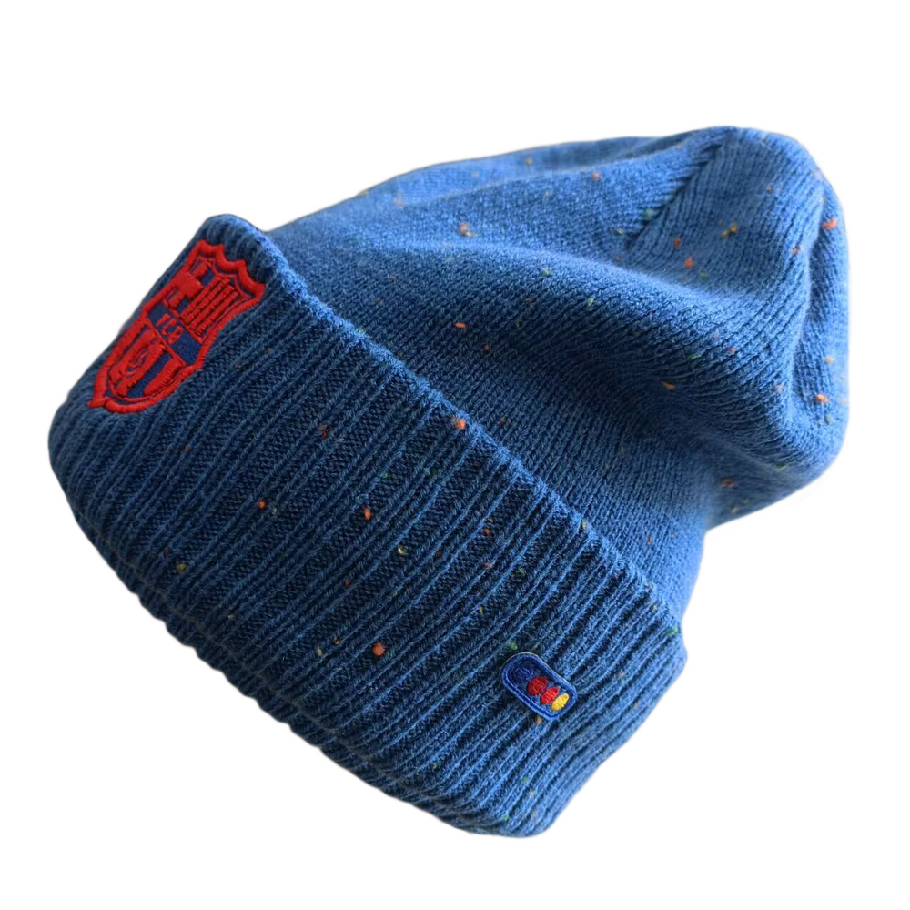 100% acrylic dots yarn knitted beanie wholesale with 3D embroidery logo