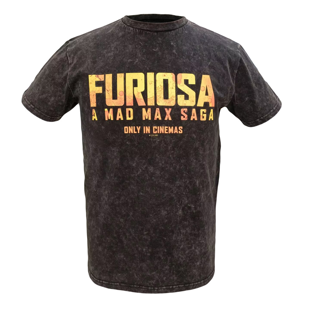 Black Short Sleeve Acid Wash T-shirt with Full Color Logo Digital Printed on the Front