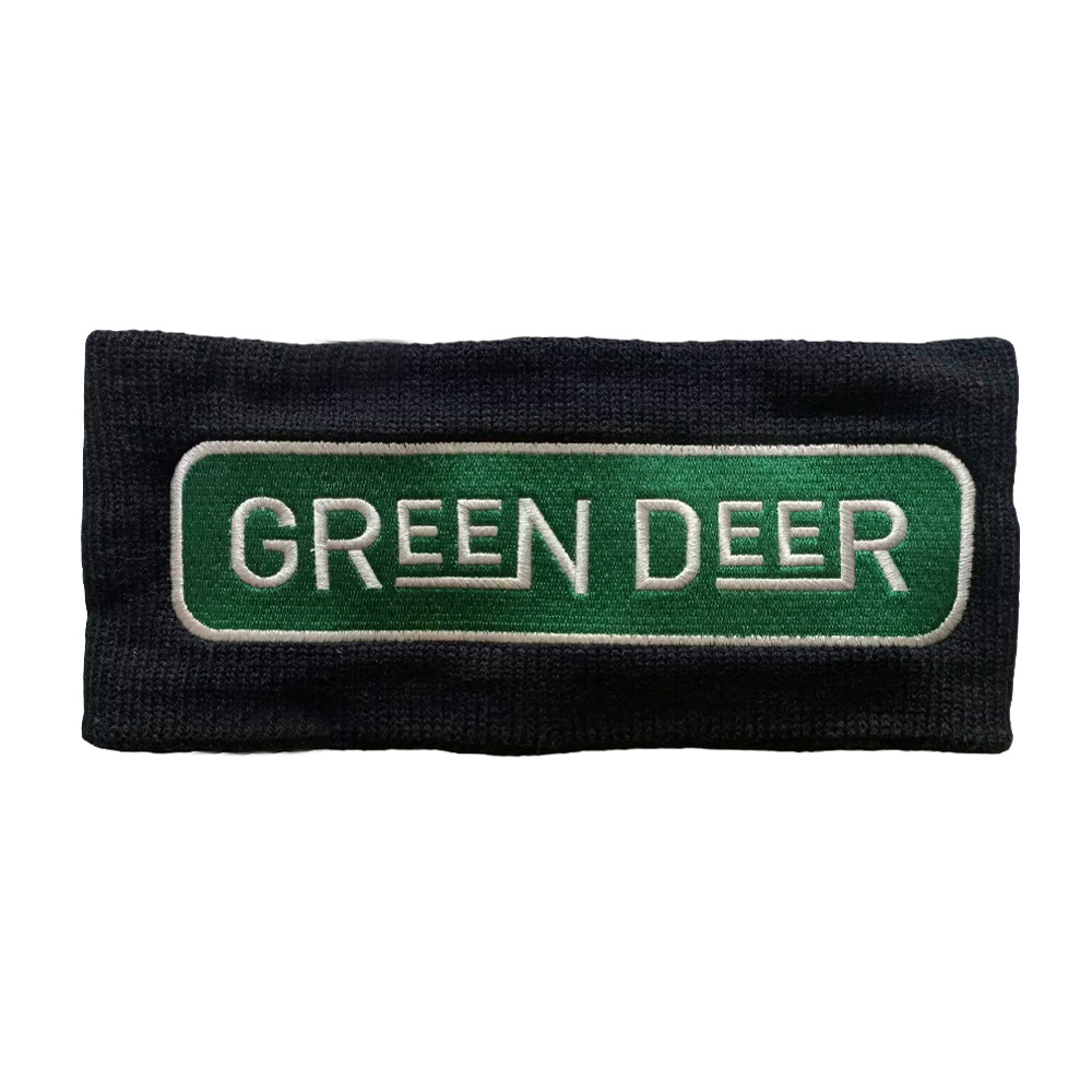 Black acrylic headband with big embroidery logo Men size