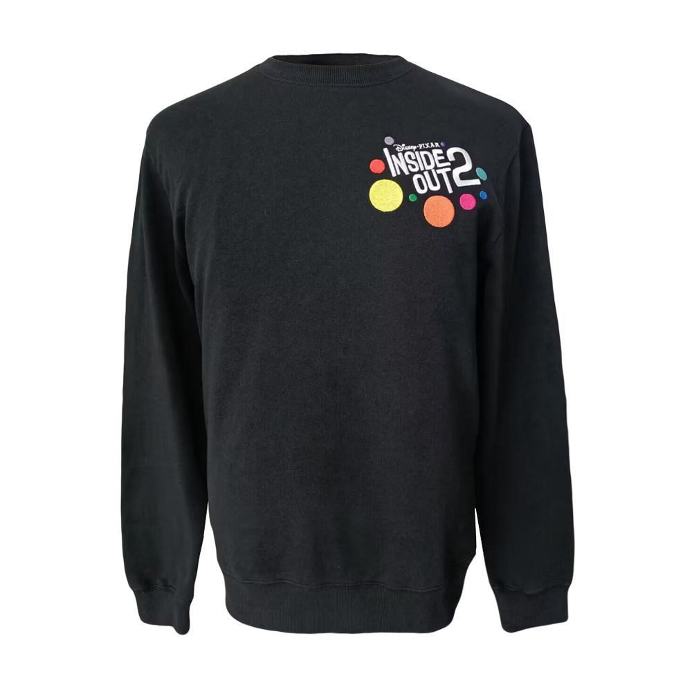 Adult Round Neck Black Embroideied Inside Out 2 Sweatshirt
