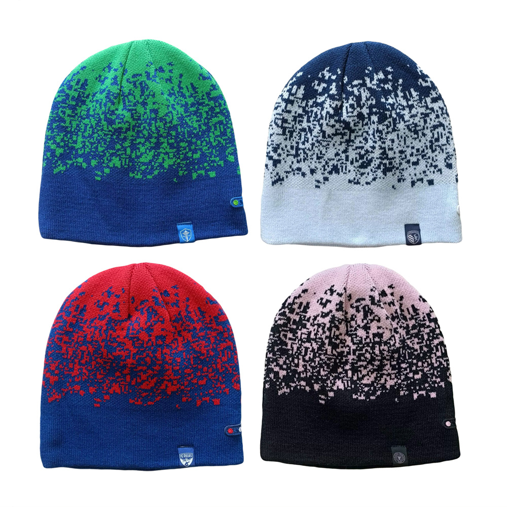100% acrylic knitted hats wholesale with jacquard pattern