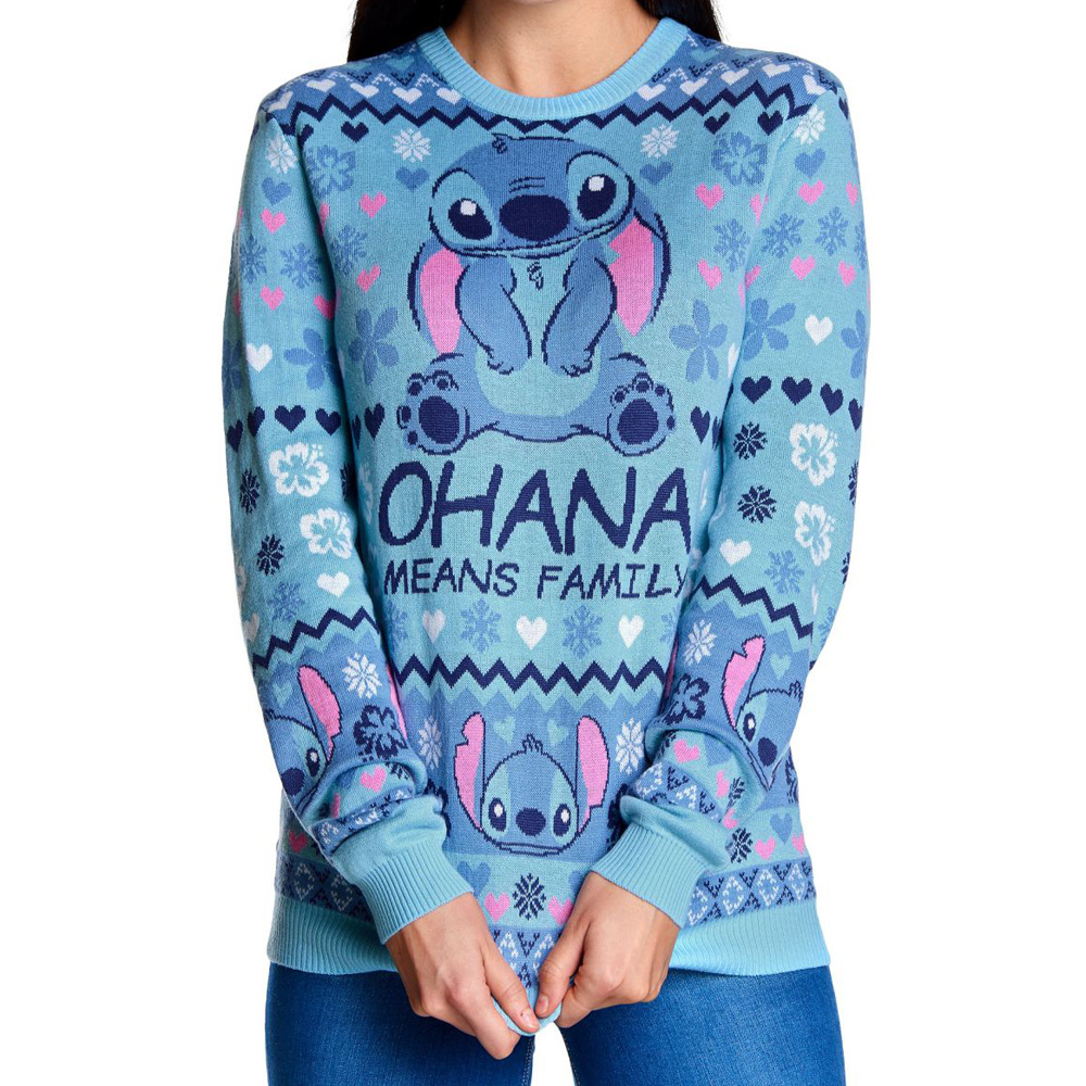 Cotton/Acrylic Lilo&Stitch Ohana Jacquard Knit Sweater Girl/Female