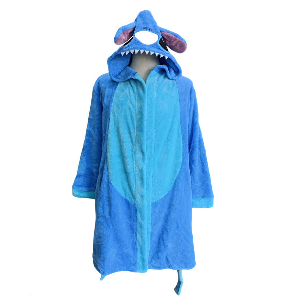 Disney Lilo & Stitch Stitch Coral Fleece Girls' Bathrobe with Embroidery Logo