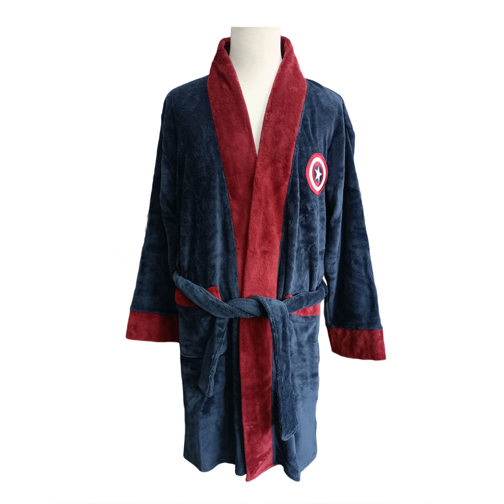 100% Polyester Coral Fleece Captain America Classic Bathrobe