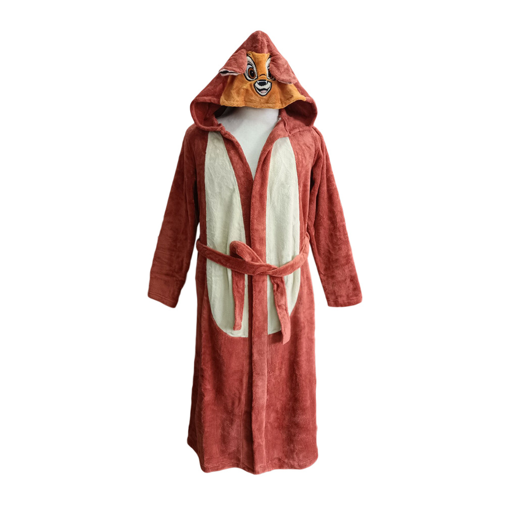 Disney Bambi Cosplay Coral Fleece Girls‘ Bathrobe with Embroidery Logo