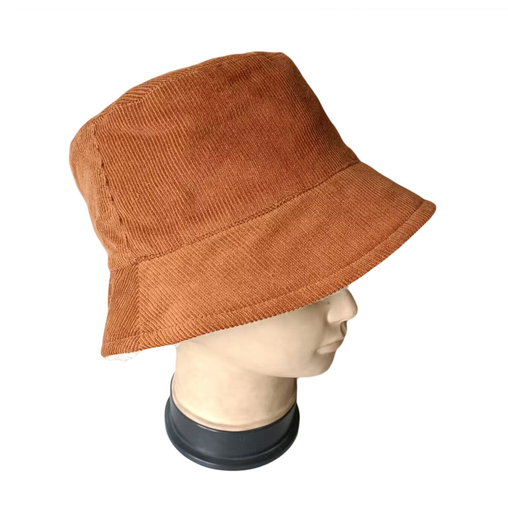 corduroy and berber fleece fabric reversible bucket hat wholesale