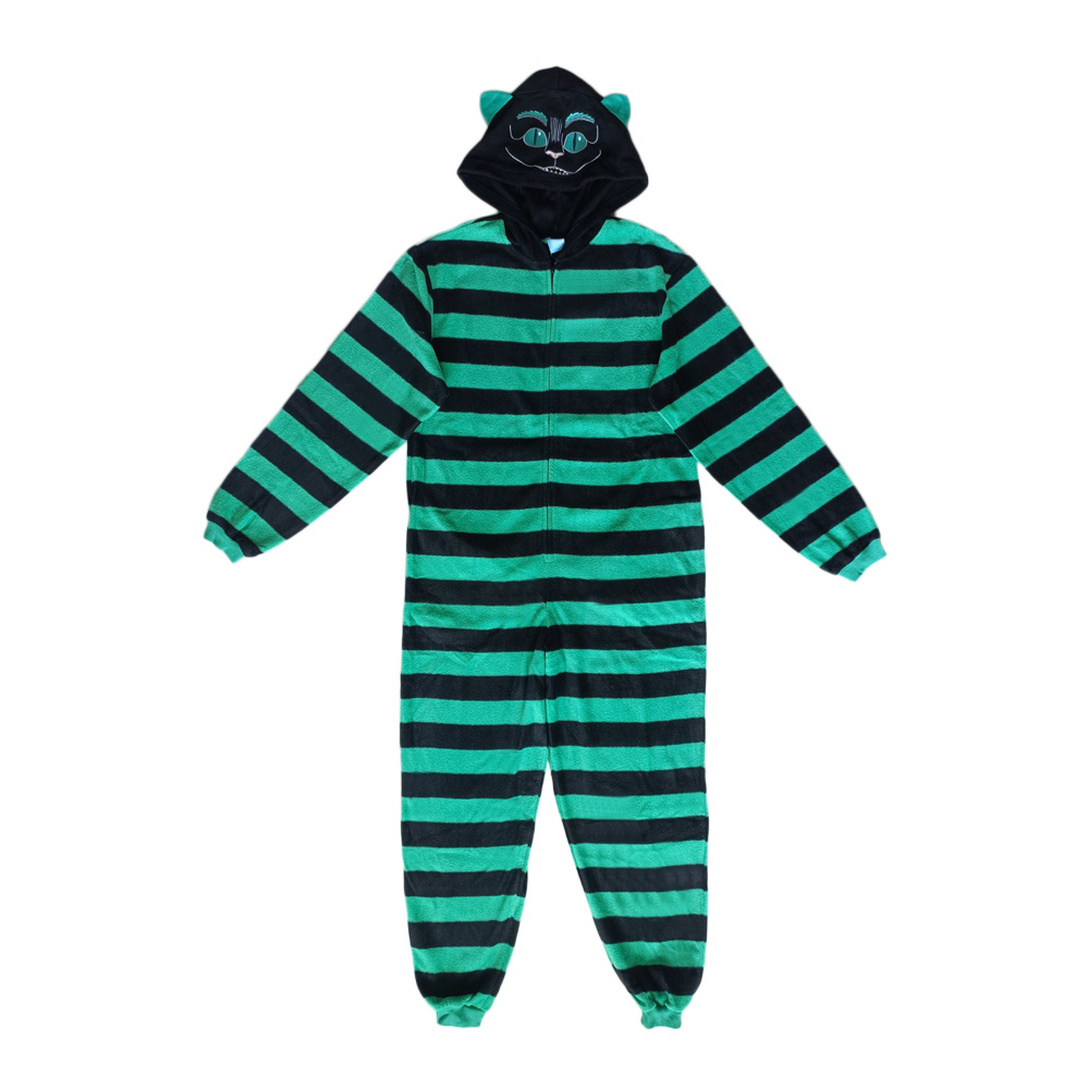 Alice in Wonderland Cheshire Cat Printed Female Onesie with Embroideied Logo on Hood