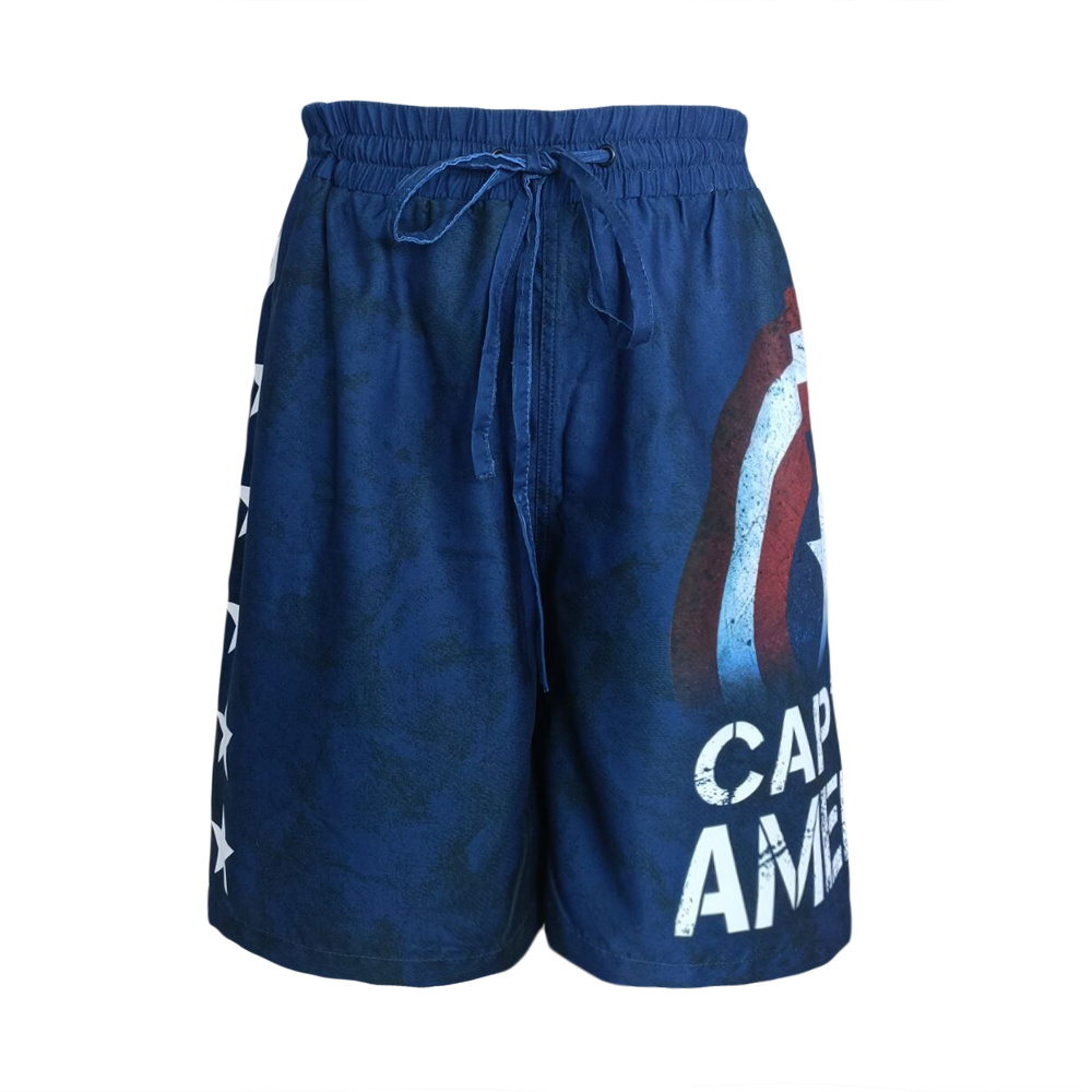 100% polyester Sublimation Printed Captain America Stars Male Boardshorts
