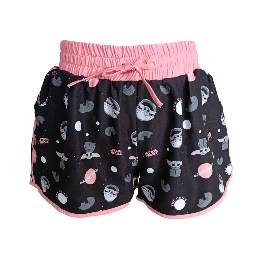100% Polyester Sublimation Printed The Mandalorian Little Child female Boardshorts with pockets