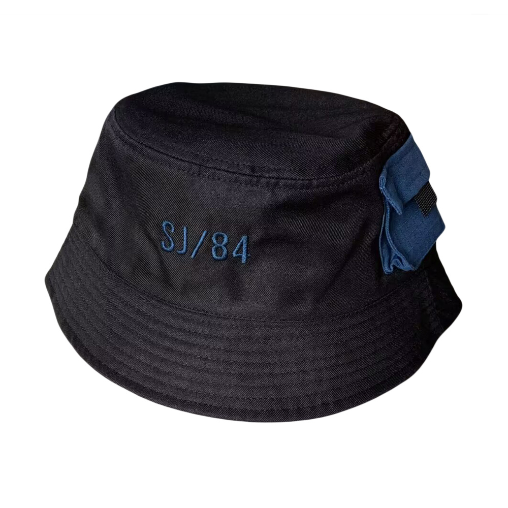 100% cotton twill bucket caps wholesale with flat embroidery logo and pocket