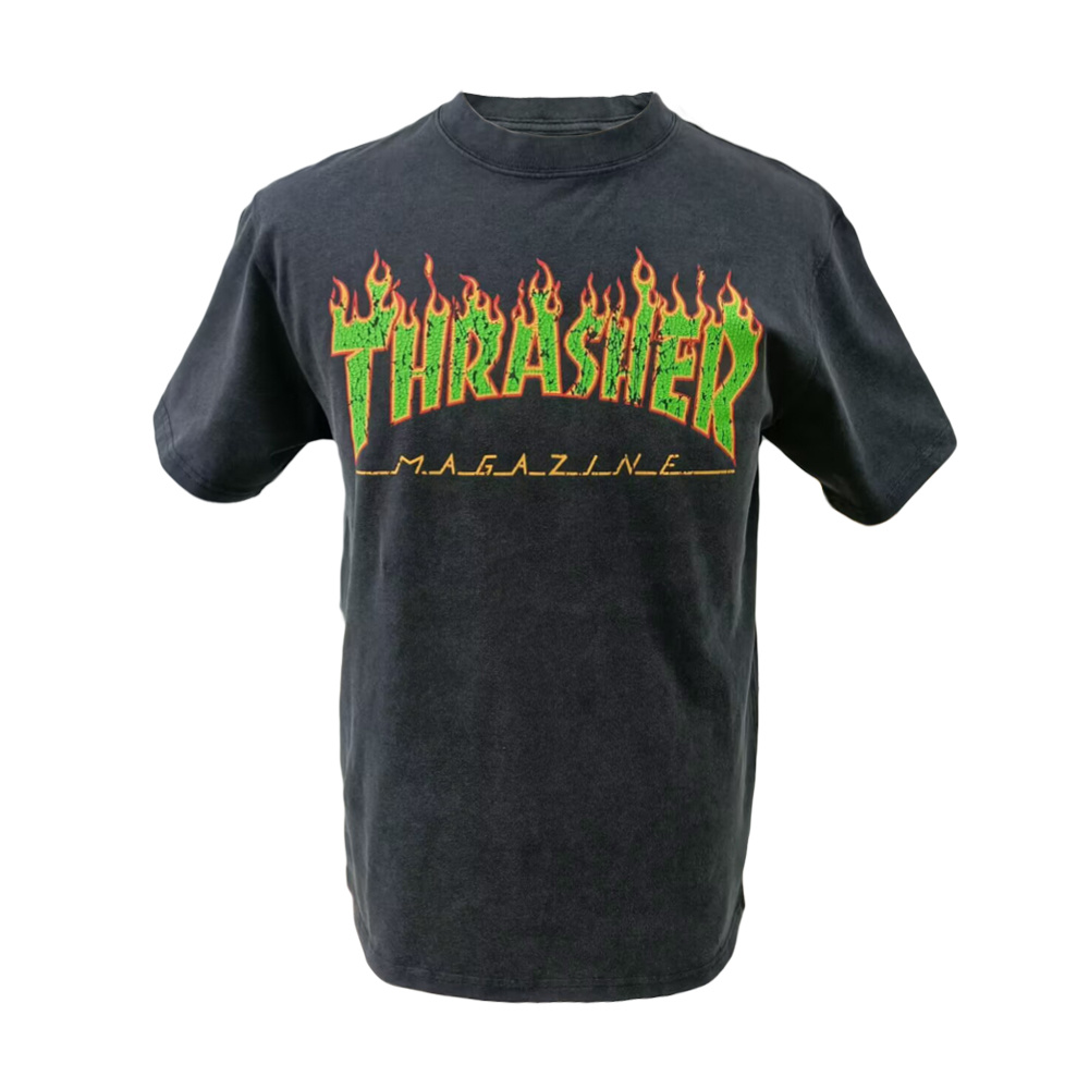 Black Acid Wash t-shirt with full color print