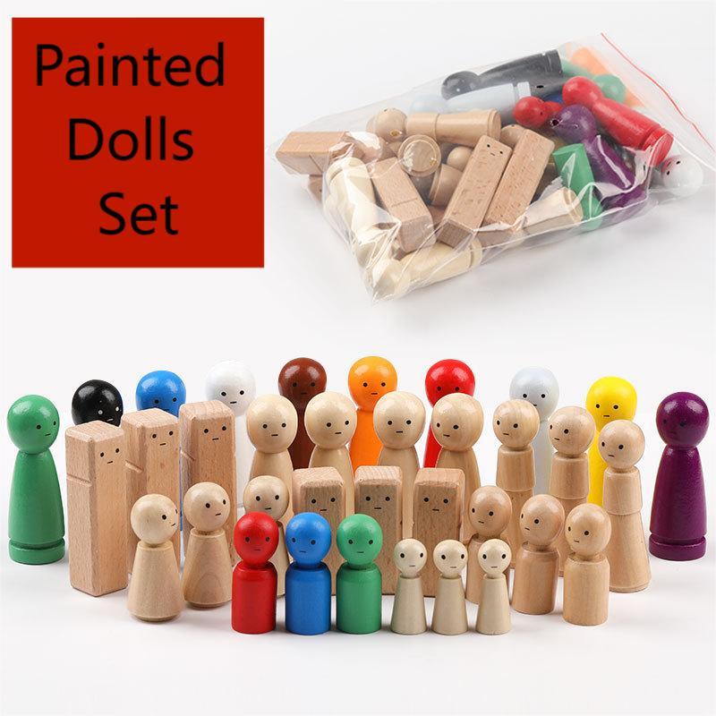 Painted Peg Doll Set