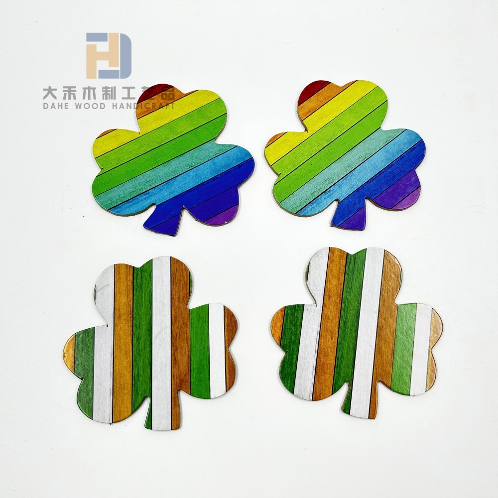 Printed Colorful Wooden Clover