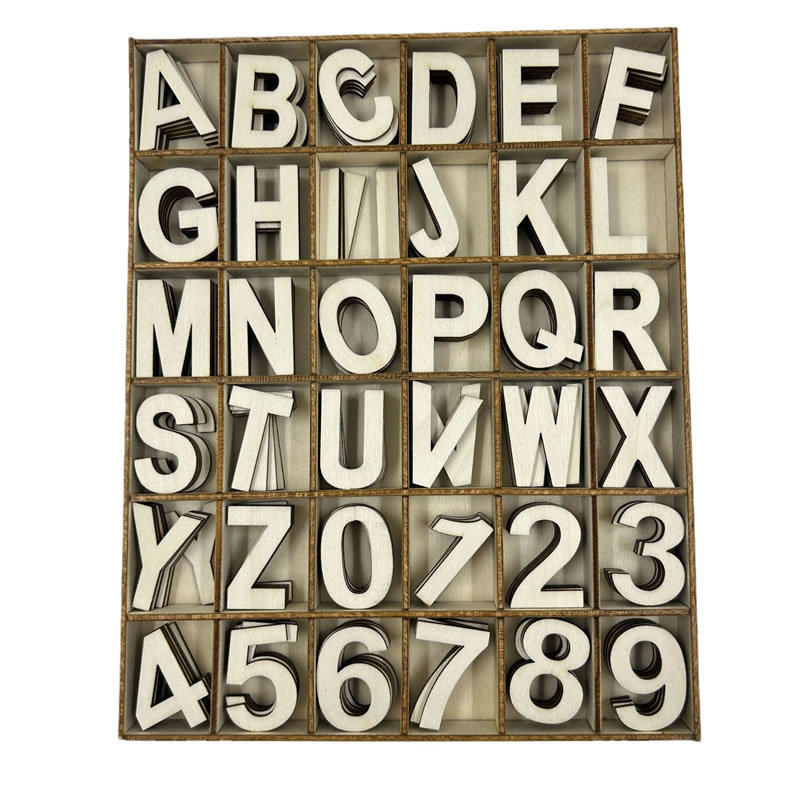 Wooden Letters Numbers with Storage Tray