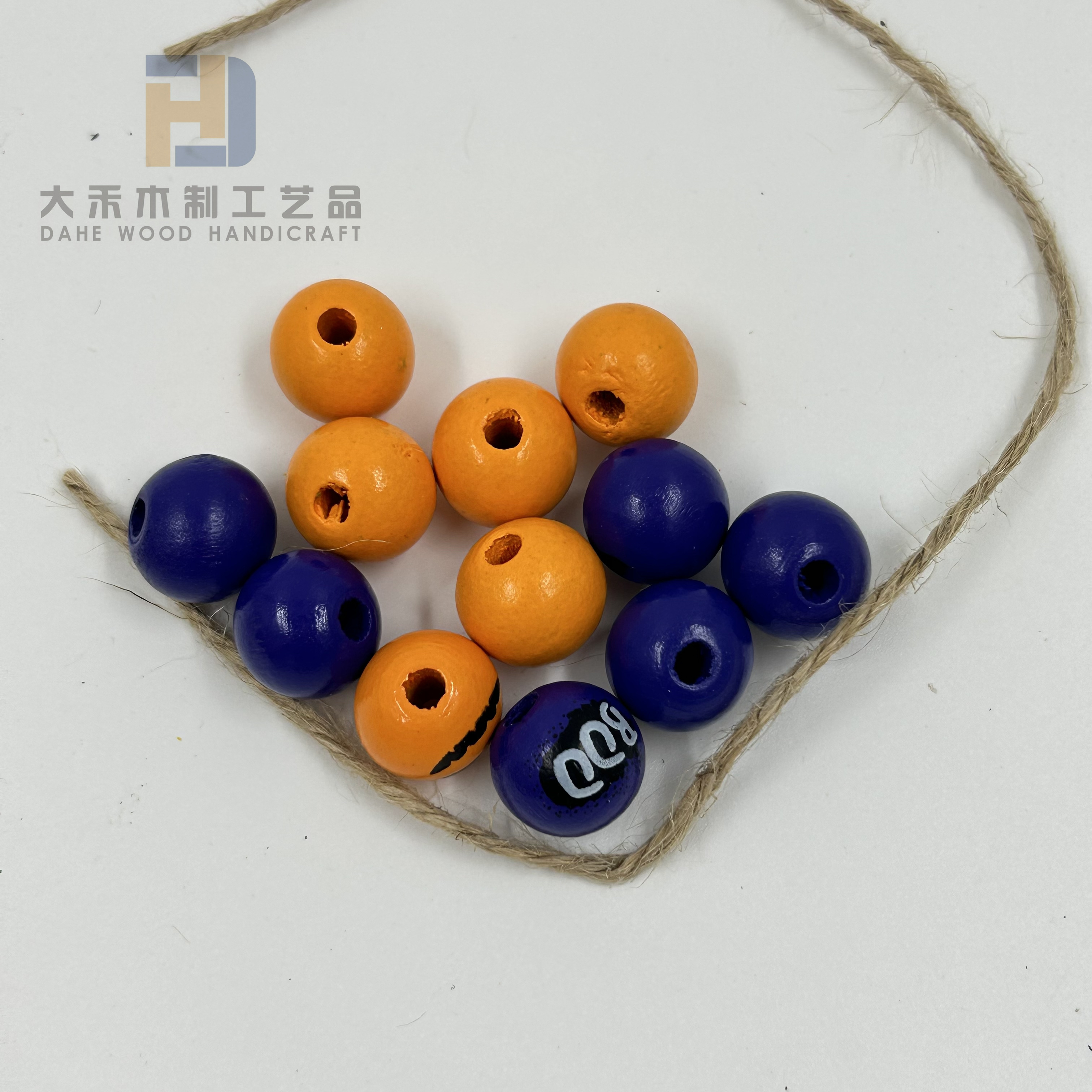 16mm Colored Printed Wooden Beads