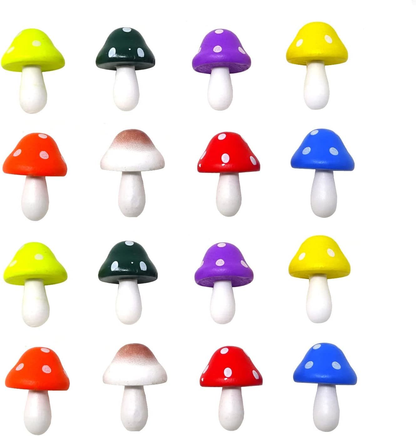 Colored Mini Wooden Mushroom