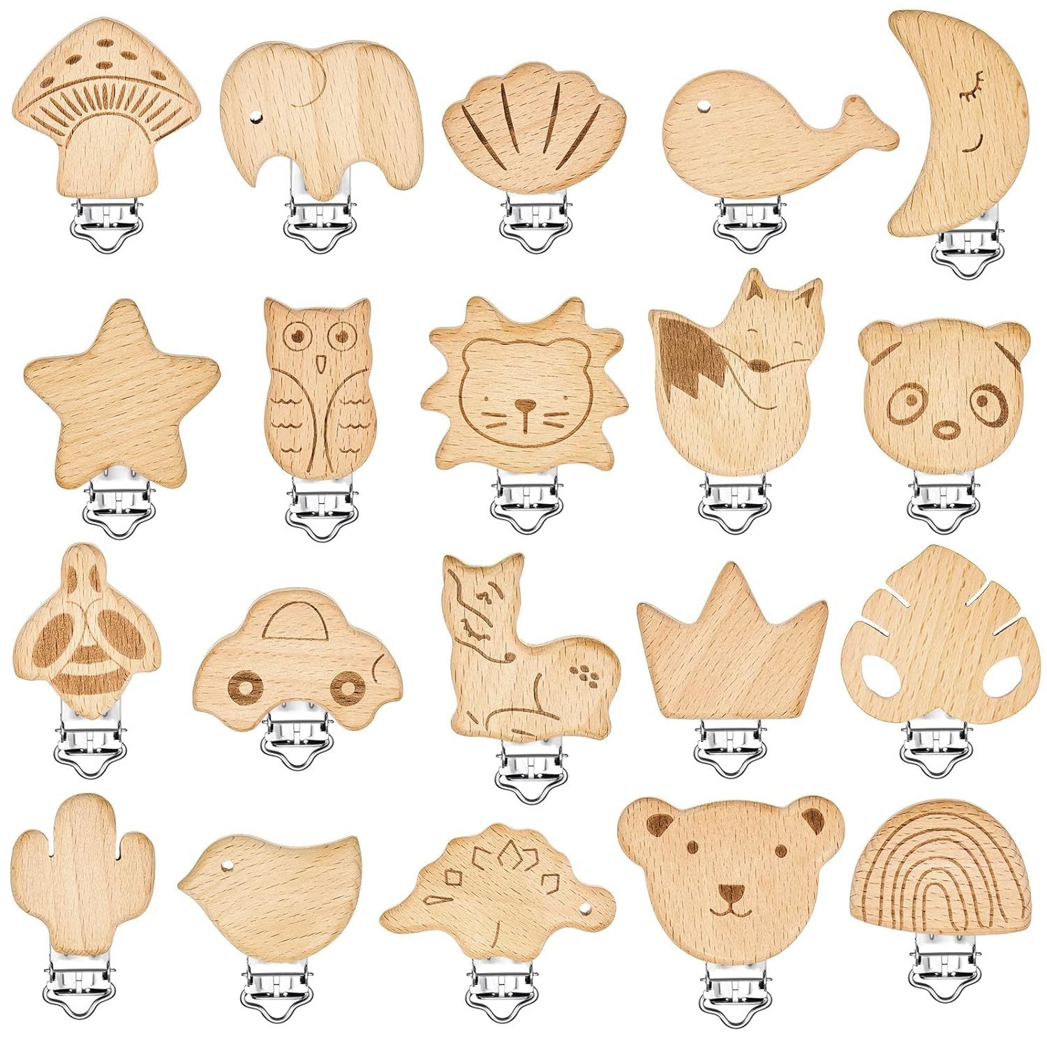 Wooden Pacifier Clips