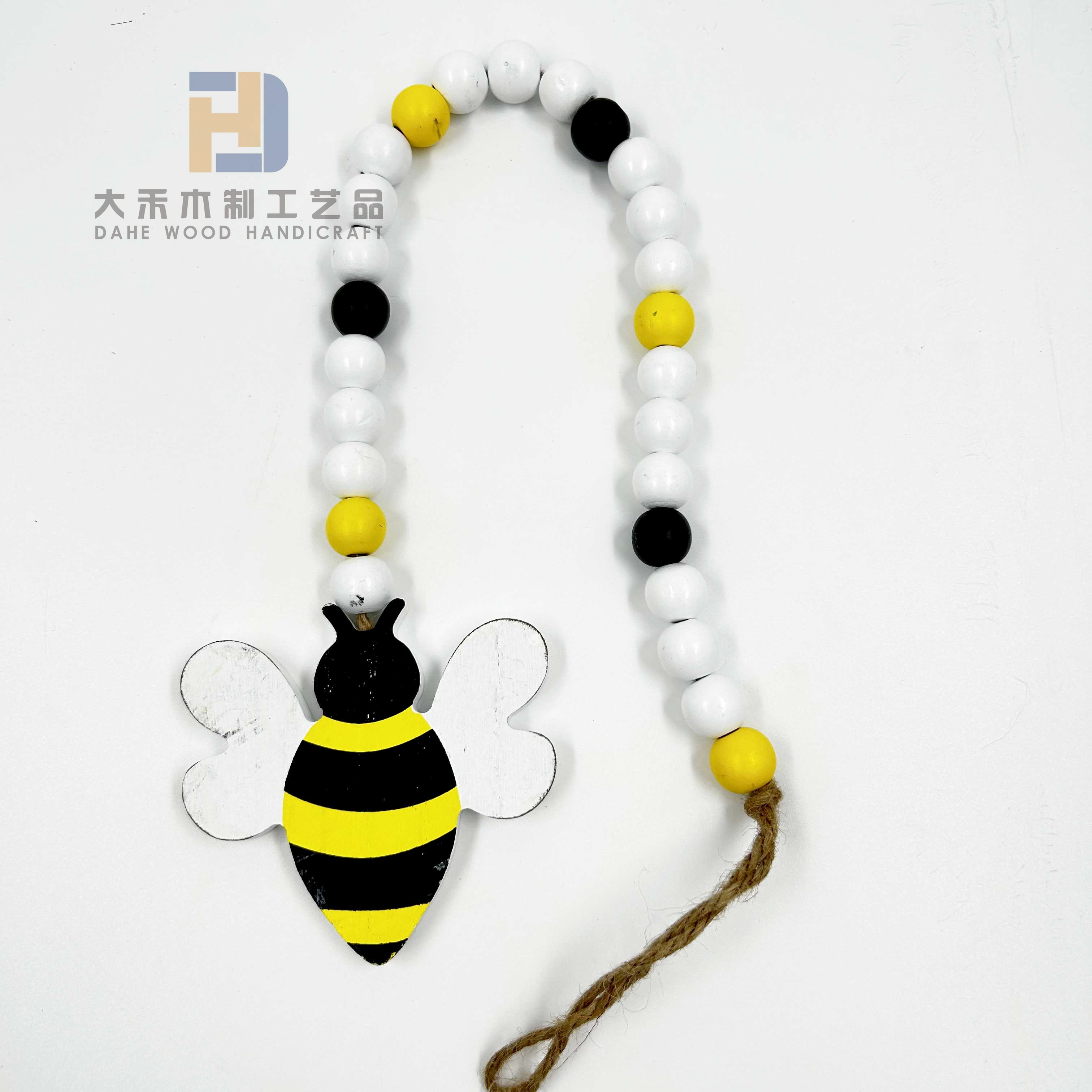 Wooden Beads Garland With Bee Tag
