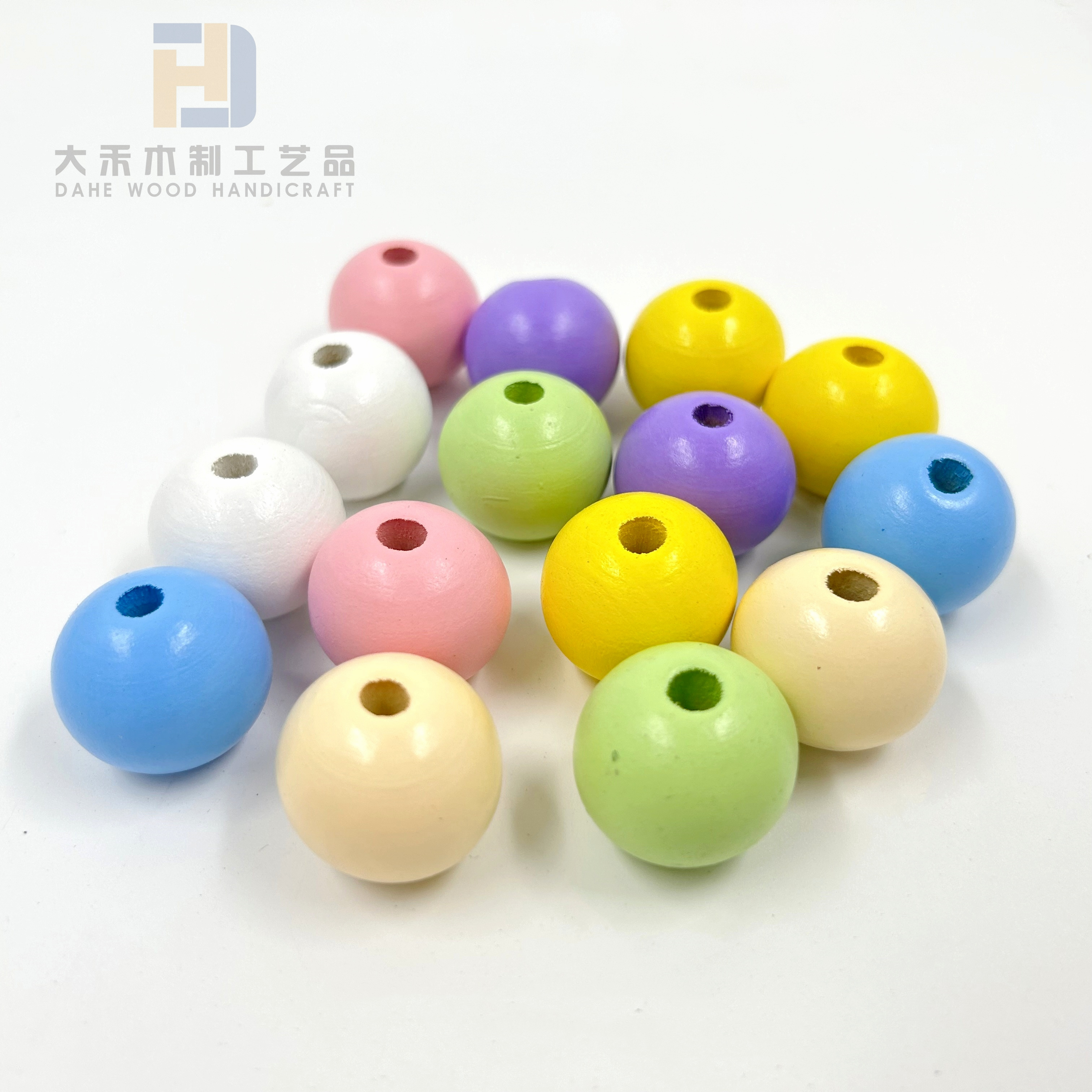 Macaron Color Wooden Beads