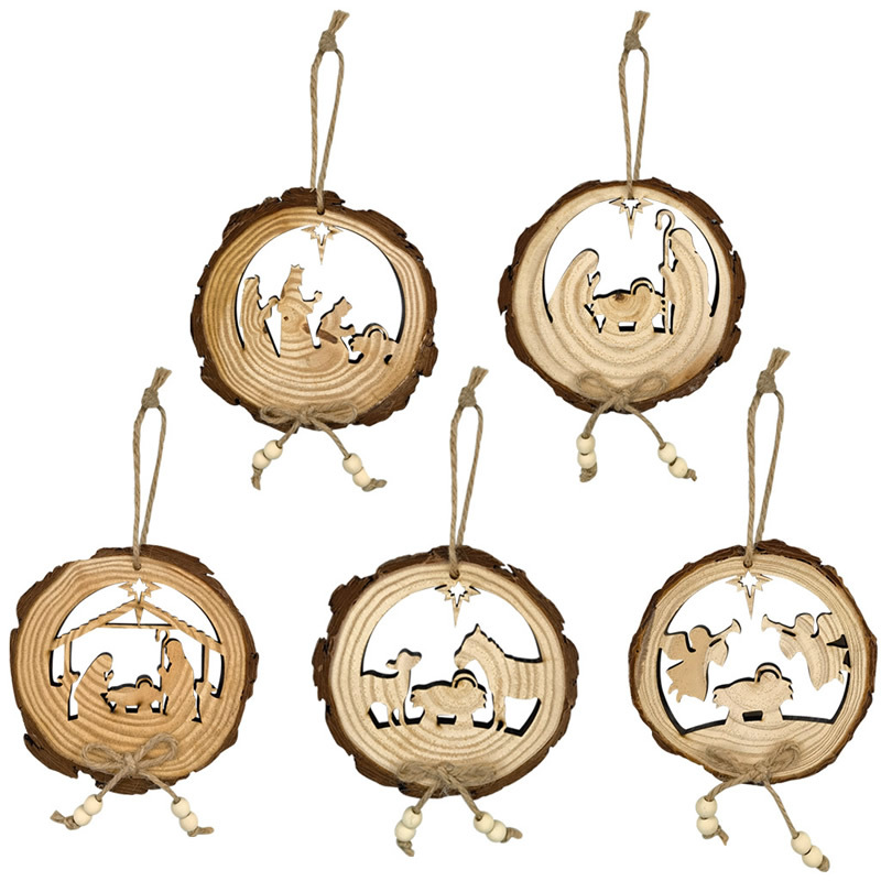 Christmas Wooden Hanger Slices With Tree