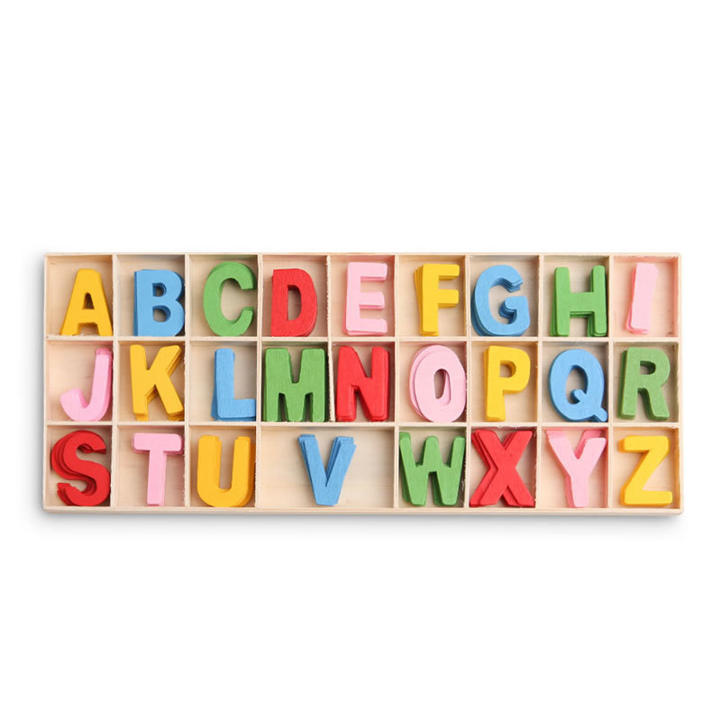 Wooden Colorful Letters with Storage Tray