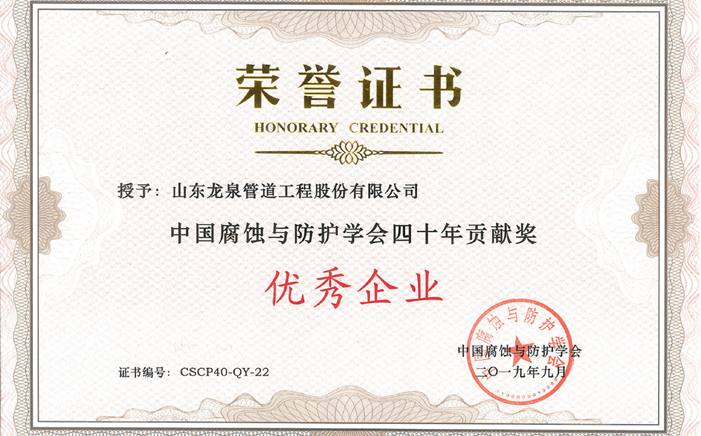 جائزة مساهمة 40 سنة في مجتمع الحماية والتآكل الصيني