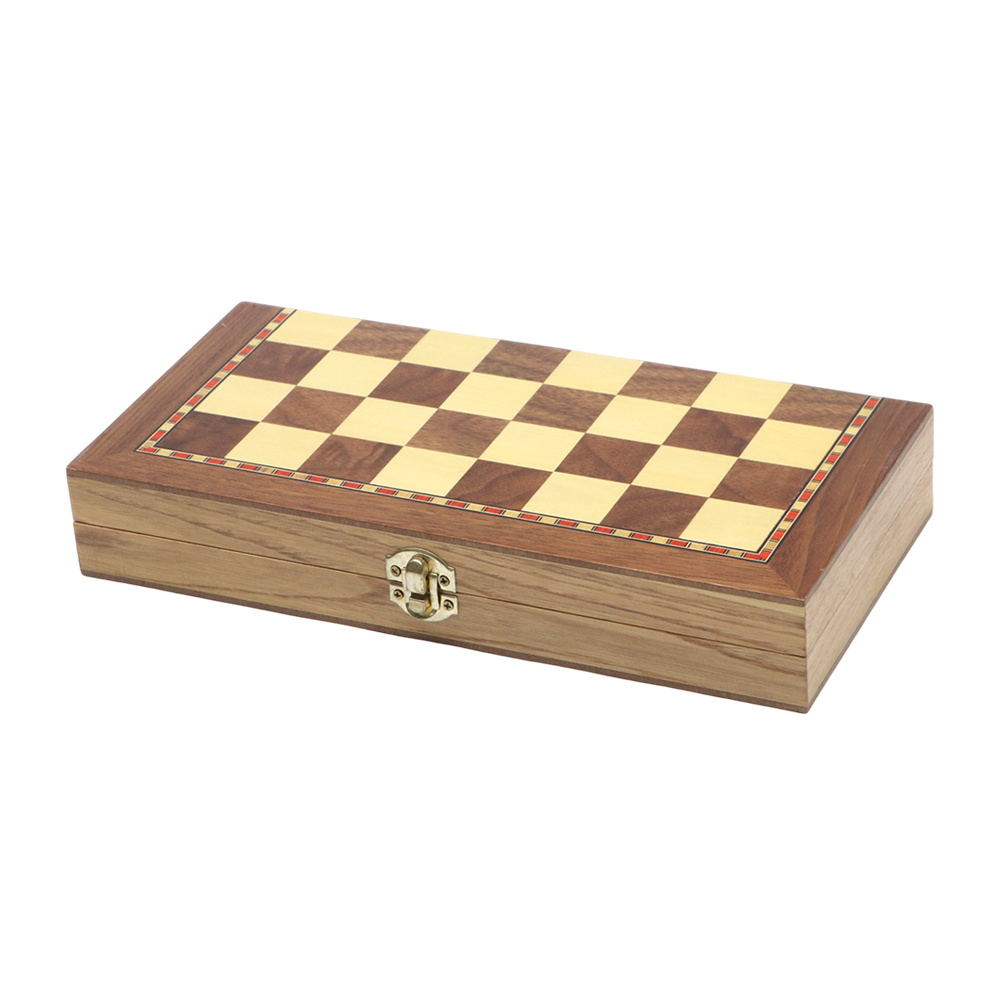 Wood Foldable Chess, Checkers & Backgammon