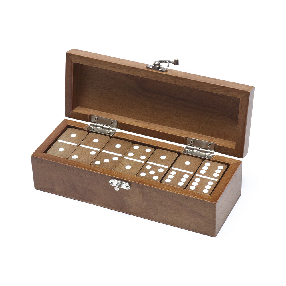 Double Six Dominoes in wood box