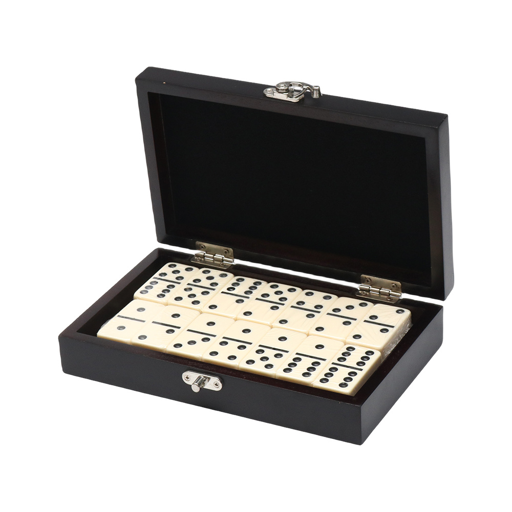 Double Six Dominoes in wooden box