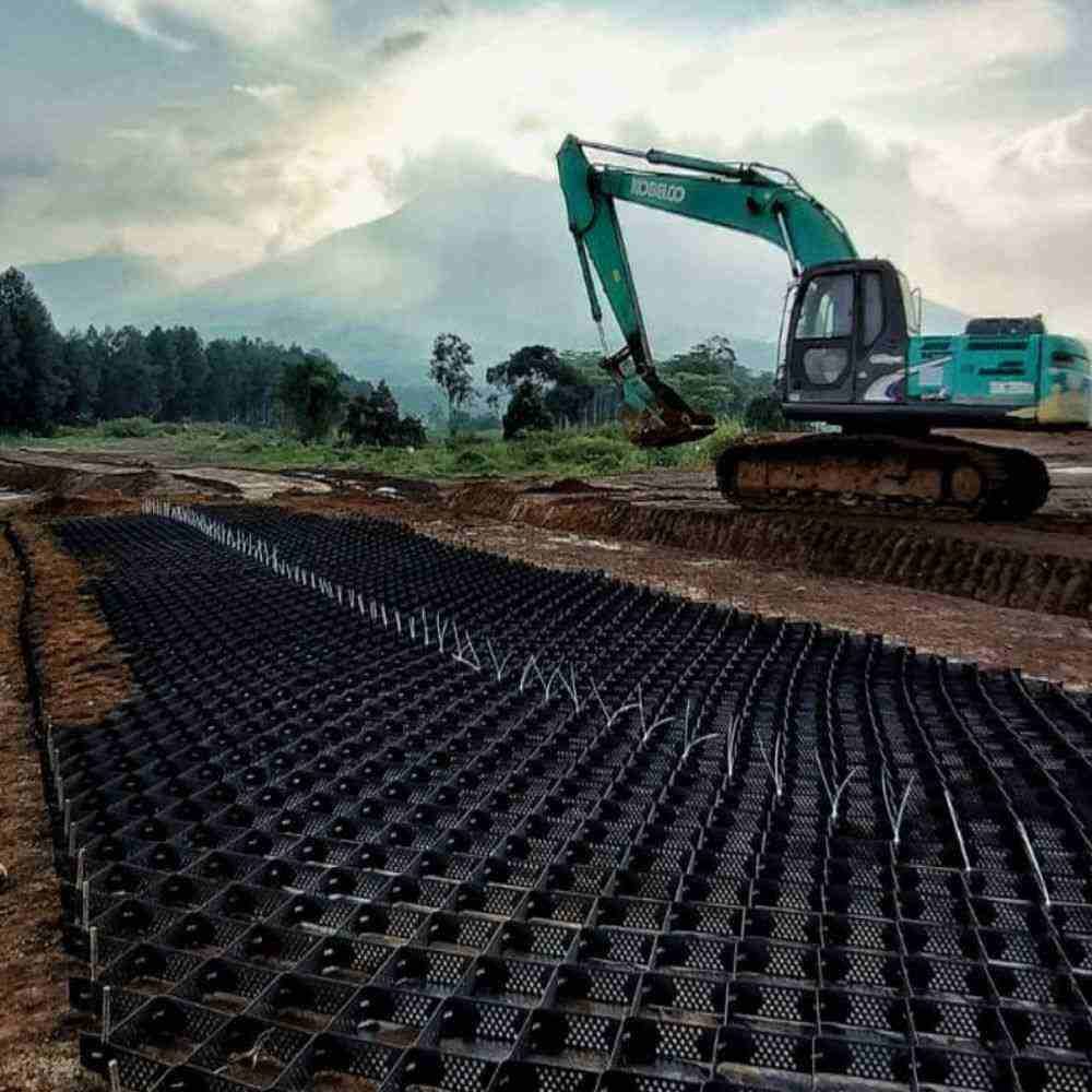 La rejilla geotécnica del carril del pavimentador del estacionamiento de rejilla Geotécnica de alta calidad de HDPE se utiliza para controlar la erosión de la pendiente de la rejilla del suelo.