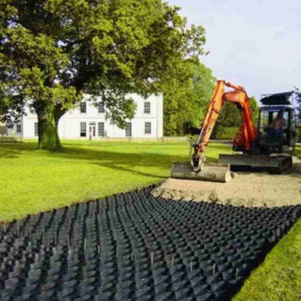 La rejilla geotécnica del carril del pavimentador del estacionamiento de rejilla Geotécnica de alta calidad de HDPE se utiliza para controlar la erosión de la pendiente de la red del suelo.