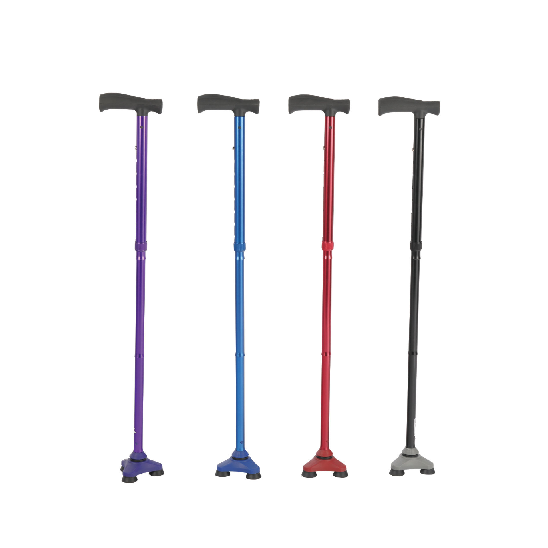 YM-E04 T-shaped soft rubber handle four-section folding cane