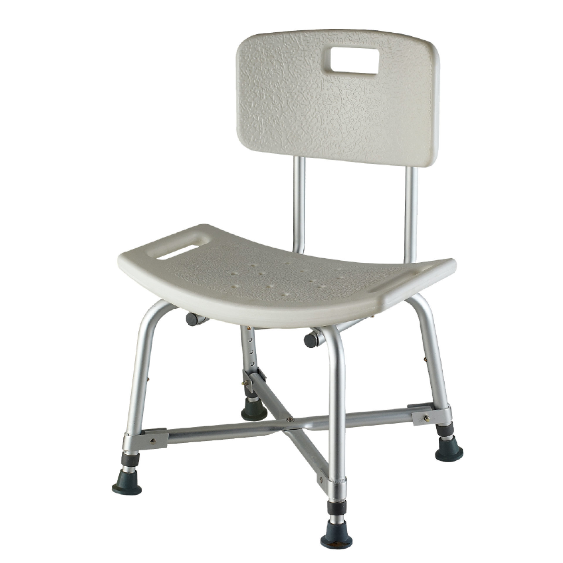 YM-F09 Heavy-duty aluminum shower chair with a curved seat and backrest