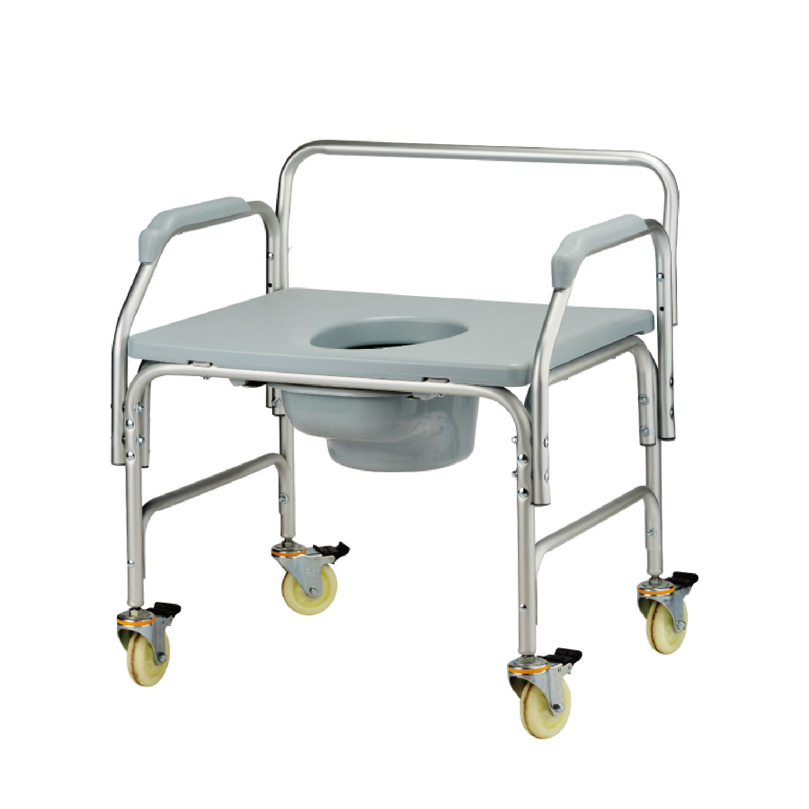 YM-G20 4-inch widened aluminum toilet chair with brakes