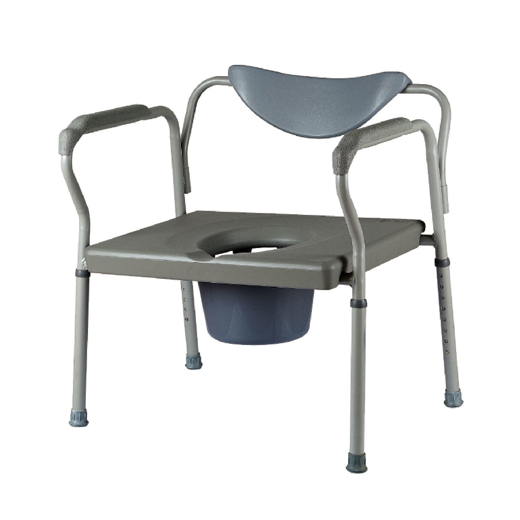 YM-G18 Wide Seat with Fixed Steel Pipe Toilet Chair and Lumbar Support