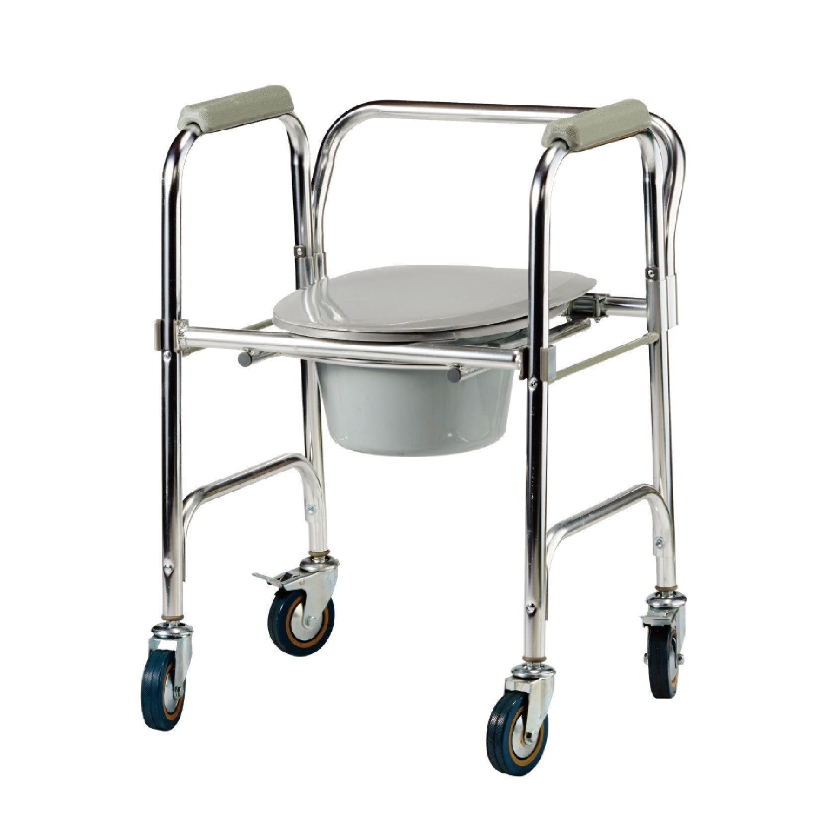 YM-G02 4-inch aluminum folding commode chair with brakes