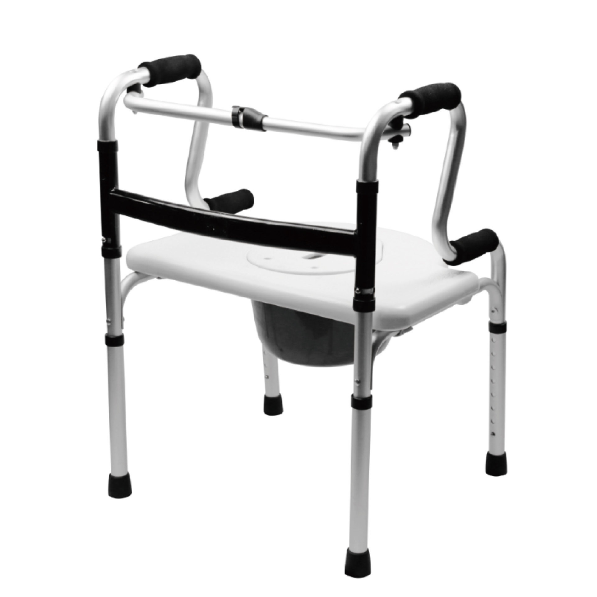 YM-C03 single-button closure folding walker with aluminum toilet step frame