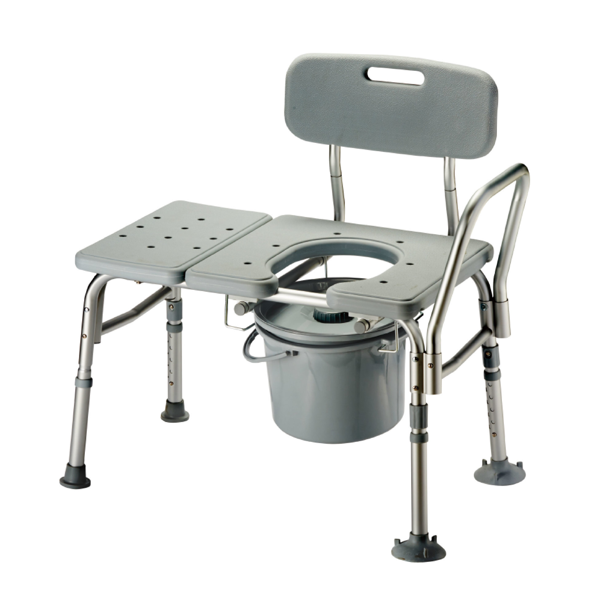 YM-F20 three-piece seat board with small backrest and commode, aluminum shower chair