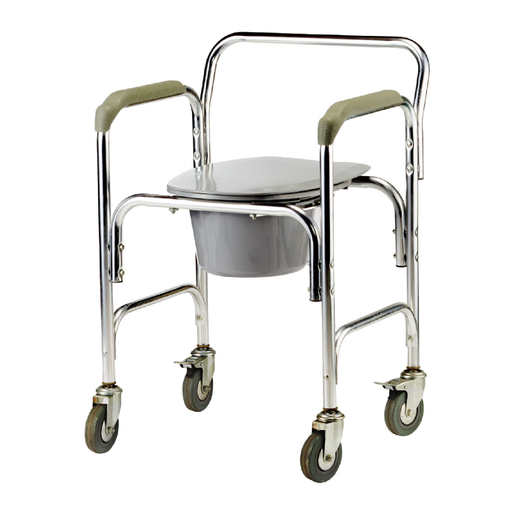 YM-G01 4-inch aluminum fixed toilet chair with brakes