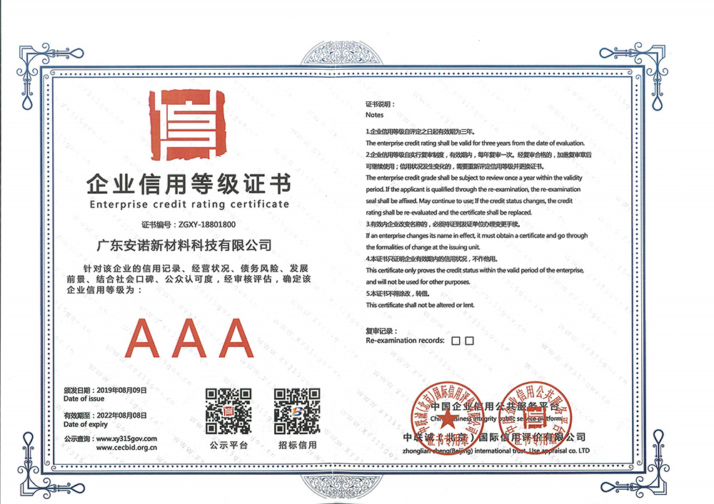 企业信用等级证书