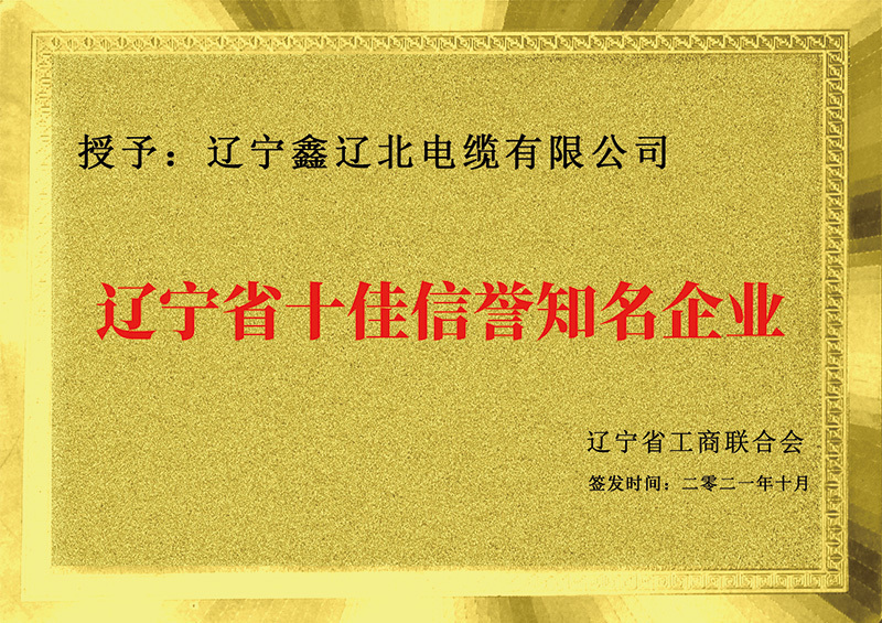 遼寧省十佳信譽(yù)知名企業(yè)