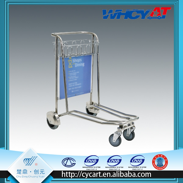 Stainless steel four-wheel non-brake luggage trolley